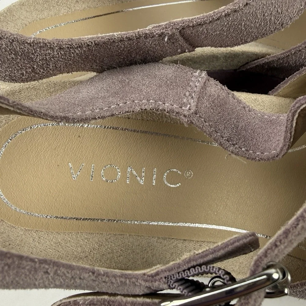 Vionic Tawny Sandals 9.5 Mauve Suede Strappy Shoes Gladiator‎ Womens